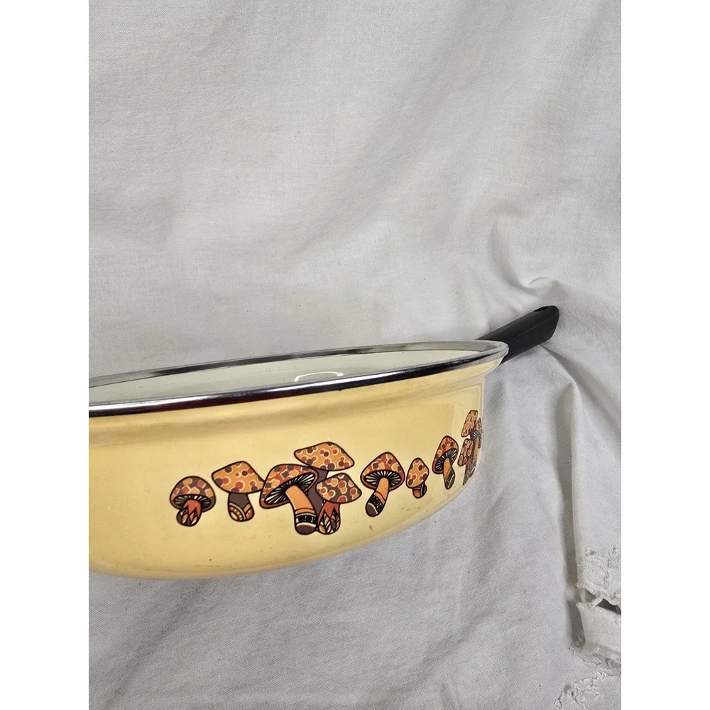 Vintage MARUBISHI Mushroom Enamelware Cookware‎ 9.5